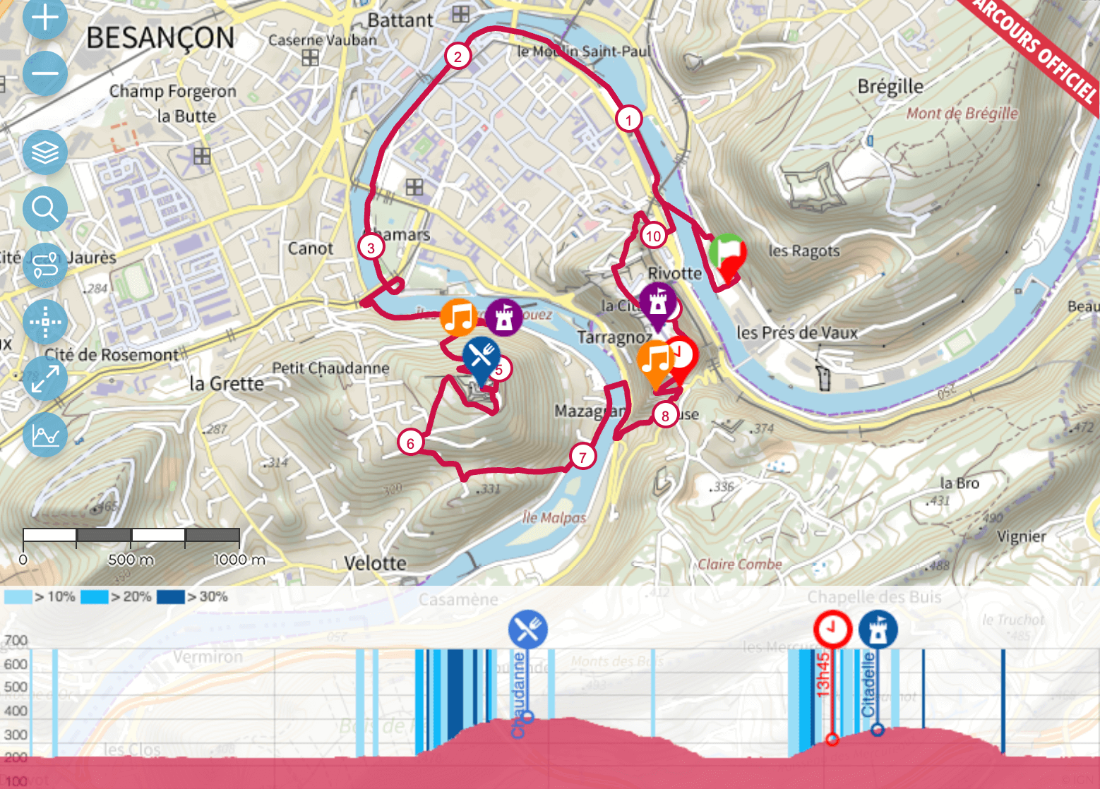 parcours 11 km trail des forts