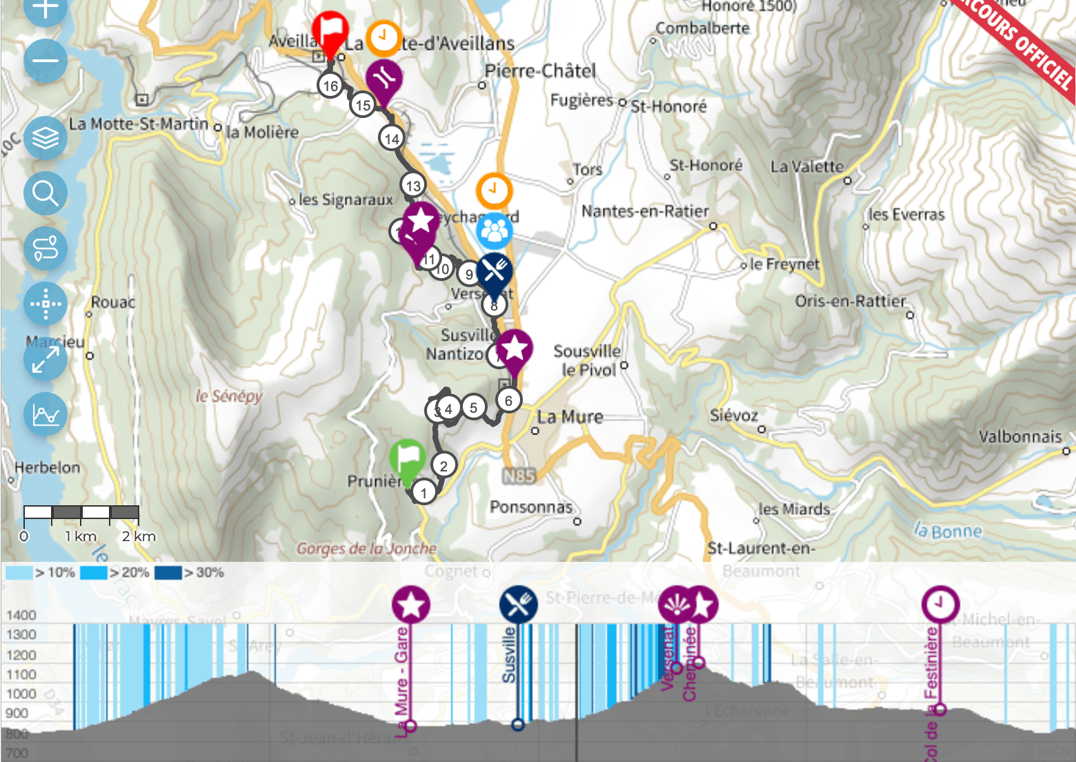 parcours 17 km Trail des passerelles