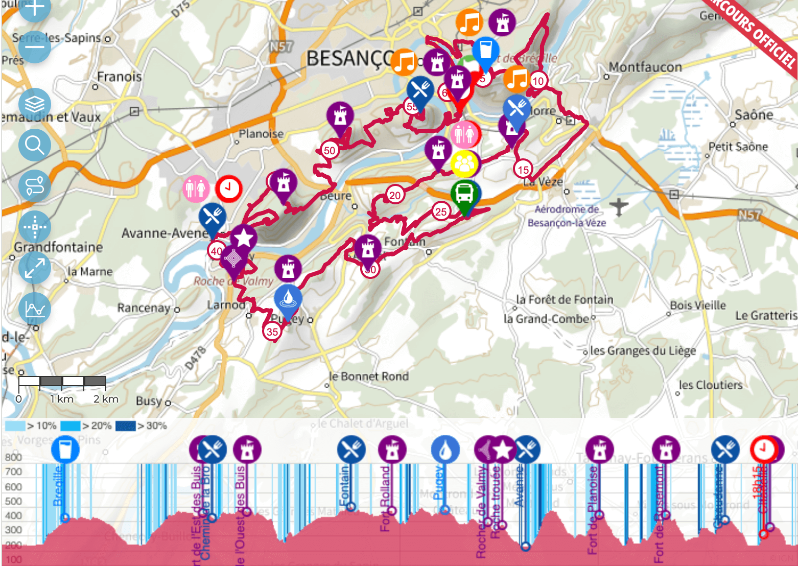 parcours 62 km trail des forts